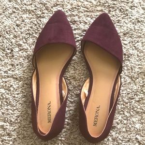 Purple suede flat
